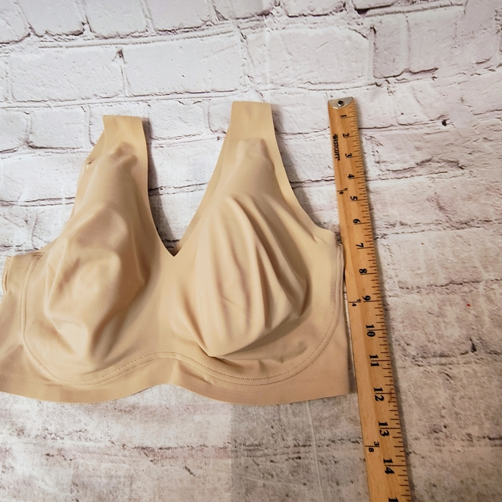 True & Co Full Cup Plein Bonnet Brallete Low V Beige Bra Large - Picture 7 of 7